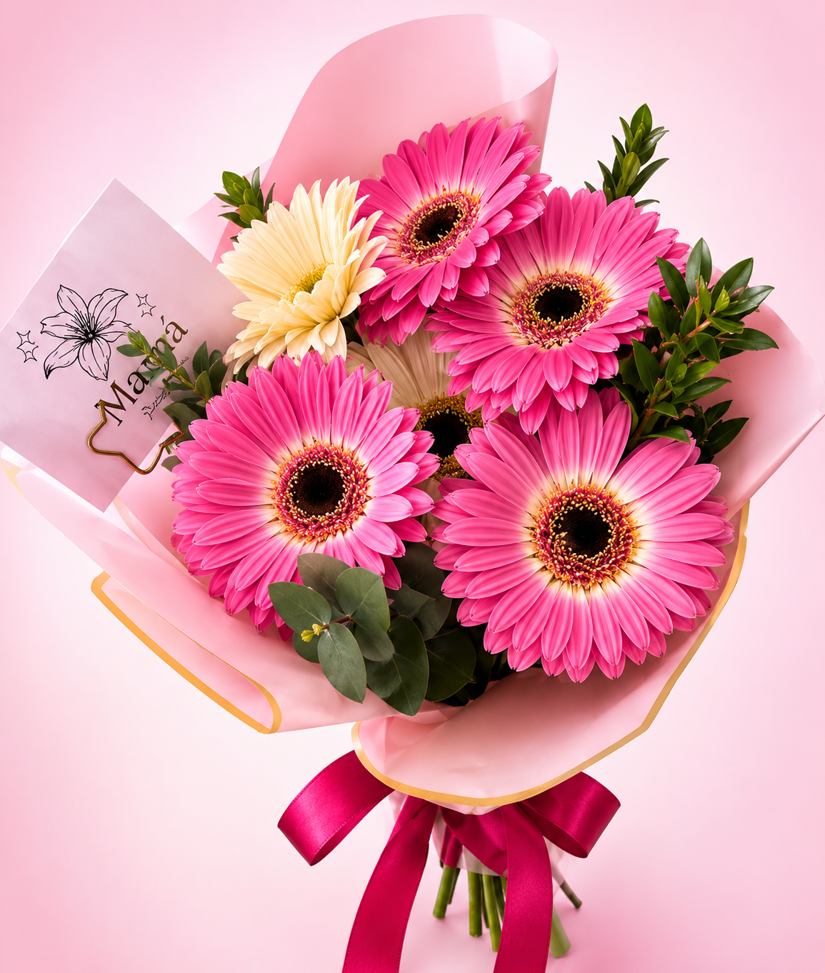 Gerberas Rosa y Crema